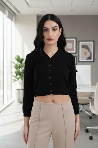 Image of Women Winter Wear V-Neck Full Sleeves Regular Fit Woollen Blouse