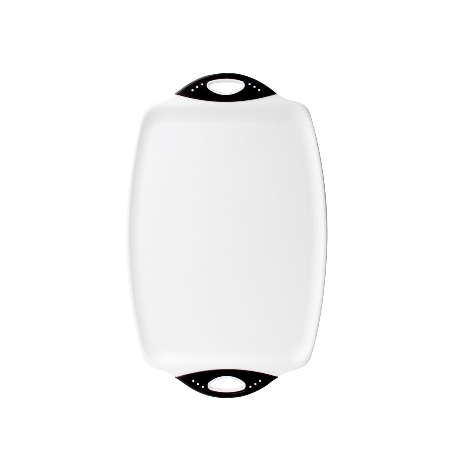 Dexas - Tabla de cortar y servir 12.5 by 20 inches Color blanco con mango negro.