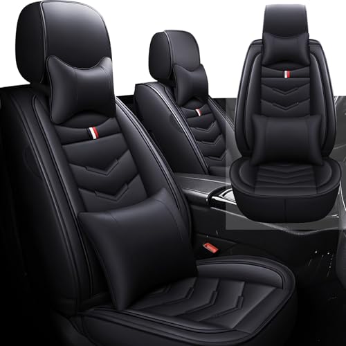 Image of Car Seat Cover 2 Seats for Nissan 370Z 2009-2020, Durable Wear Resistant Waterproof Vehicle Cushion Cover, Breathable No Odor Premium Leather Vehicle Seat Covers.(Luxury,Black)
