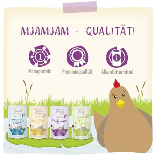 MjAMjAM – Premium Nassfutter für Katzen - Wellness Wohlfühlpaket Huhn, 12er Pack (12 x 125g), getreidefrei mit extra Fleisch