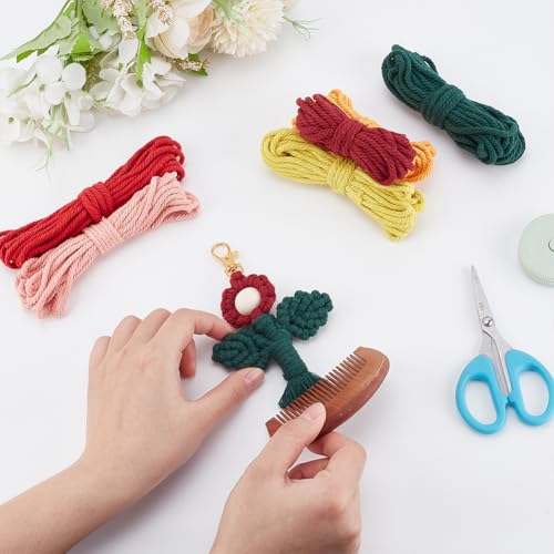 BEUNITONE Kit de 10 chaves de flor de macramê faça você mesmo, kit de macramê para adultos iniciante