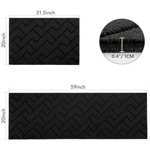 Image of hicorfe Kitchen Runner Rug,20 inchx59 inch+20 inchx32 inch Kitchen Set,Non-Slip Kitchen Mat