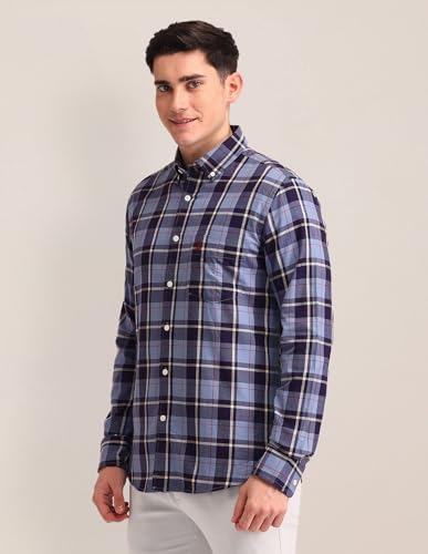 Image of U.S. POLO ASSN. Men's Pure Cotton Regular Fit Grid Tattersall Checked Shirt