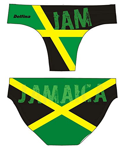 Delfina Fun Suit Men’s Swim Briefs for Water Polo, Jamaica