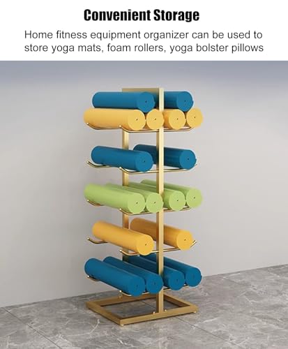 Support de tapis de yoga autoportant avec crochets et rangement rouleau - 4