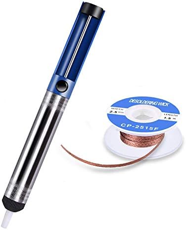 Solder Sucker Desoldering Wick Kit, Solder Wick & Desoldering Pump, Sucker & Solder Wick(2.5mm Width, 1.5m Length) Vacuum Pump Solder Removal Tool