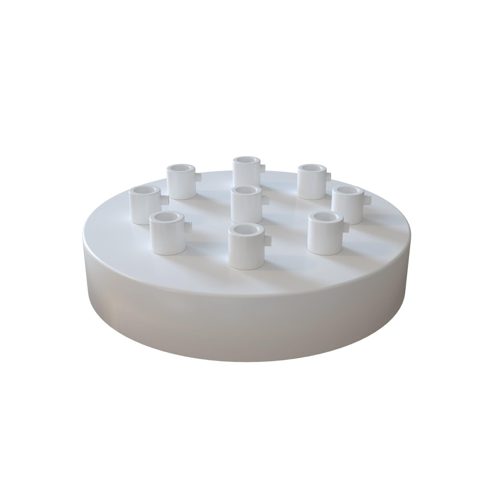 White Single Outlet Ceiling Rose 120mm Side Fitting Pendant Light Fitting Low Profile Modern Ceiling Canopy with One Cable Entry Easy Fit Electrical Rose for Home Lighting Installation (9 Outlets)