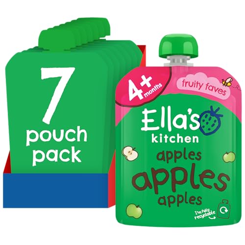 Ella's Kitchen First Taste Apples Puree, Stage 1 (4+ months), Pack of 7, 490g