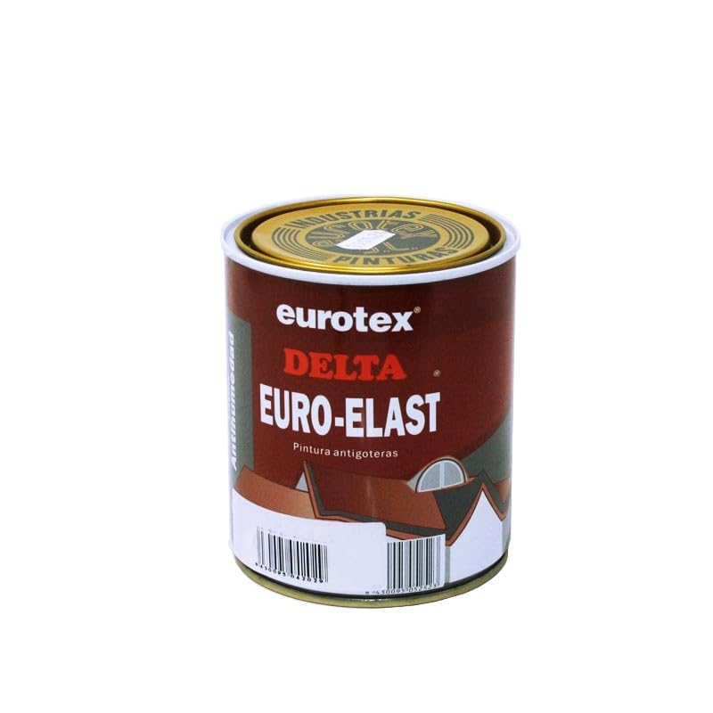 EUROTEX Pintura Impermeabilizante Tejado y Terrazas Transitables - Pintura Antihumedad Interior y Exterior - Delta Euroelast (Rojo Ladrillo, 750 ml)