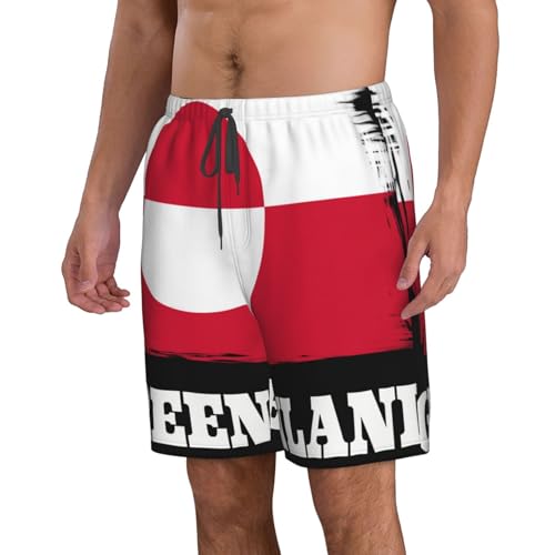 Novelty Greenlander Greenland Flag Men's Beach Shorts Quick Dry Funny Stylish Swimwear2