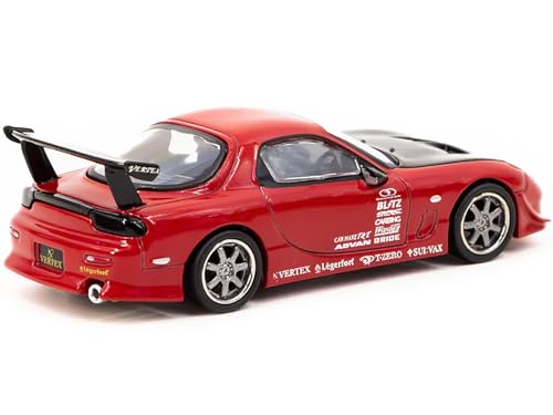 Modelo a escala 1:64 RX-7 FD3S Vertex Rojo con capó negro miniatura 2