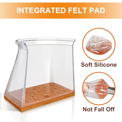 24 Pcs Chair Leg Floor Protectors for Hardwood Floors Square Silicone Covers to Protect Wood Tile Floors Felt Pads Furniture Leg Caps Anti-Scratch Reduce Noise (Fit:1-5/8" to 1-3/4") by VIUME - Image 3