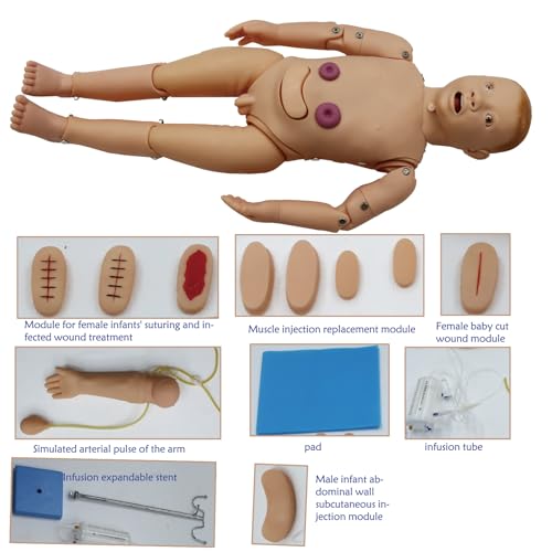 Image of Nursing Training Mannequin Multifunctional Patient Care Manikin Child Trauma Care Anatomical Child Caregiver Model for Teaching Training