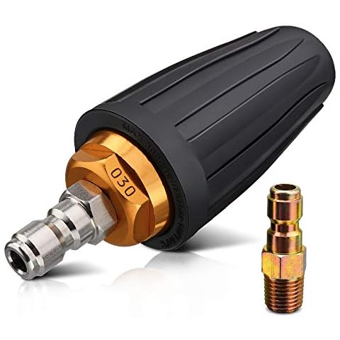 OneBom Turbo Nozzle 3000PSI Max, 3.0GPM Turbo Spray Nozzle Rotating Pressure Washer,3.0 Orifice,with 2PCS 1/4’’ Quick Connect Plug for Car Garden Cleaning Cover