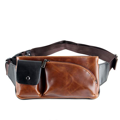 Xiao.p.bag Crazy Horse PU Leather Men Chest Small Bag CrossBody Shoulder Bag Travel