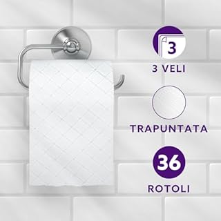 by Amazon Carta Igienica, 3 Veli Trapuntata, Morbida e Setosa, 36 Rotoli (4 Confezioni da 9), 200 Fogli per Rotolo, Certificata FSC