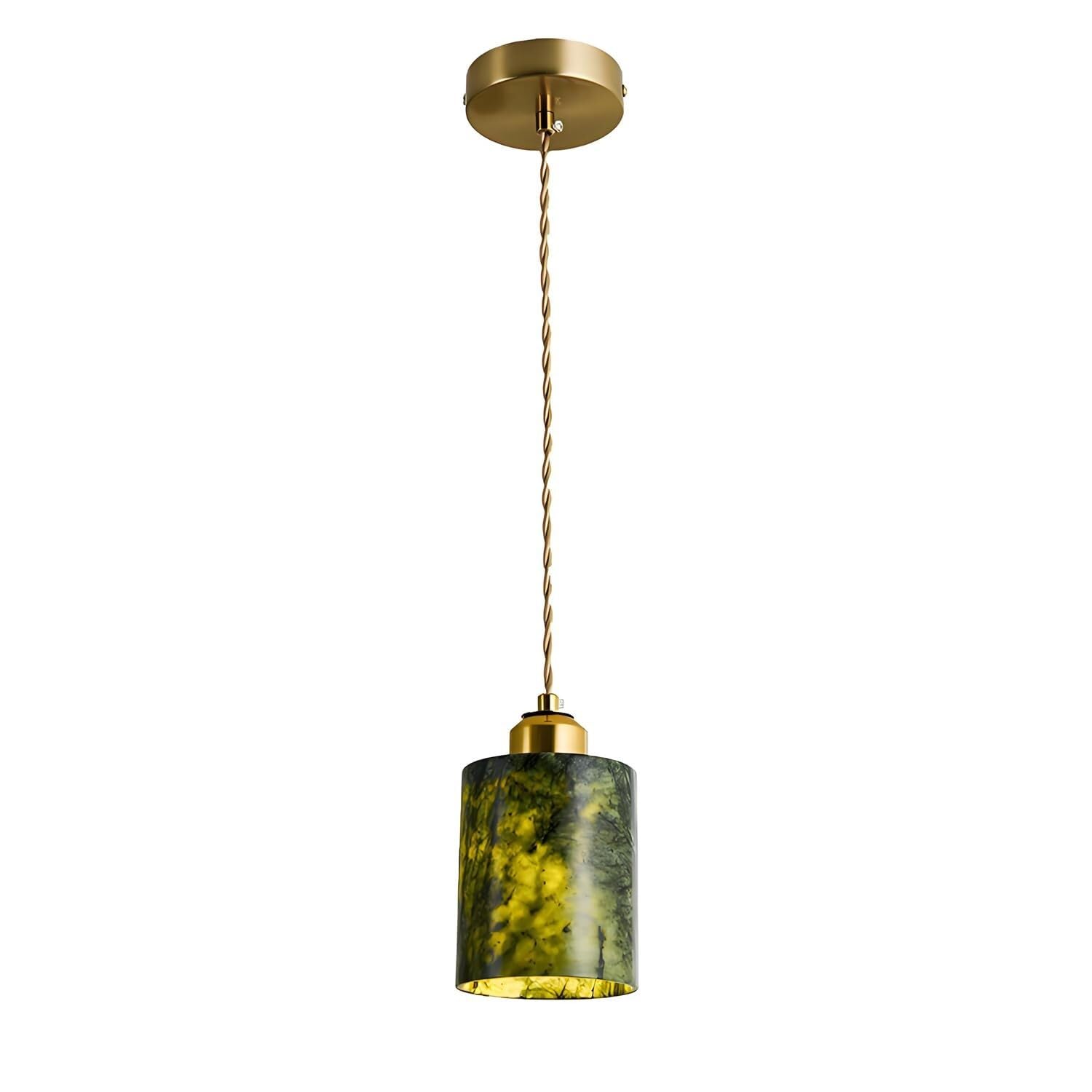 KXEcoLife Japanese Wabi Sabi Style Pendant Light,Natural Stone Lamp,Nordic Cylinder Hanging Ceiling Lighting Fixture for Dining Room Living