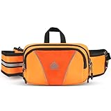 HTZPLOO Fanny Pack for Men Women Waist Bag with Water Bottle Holder for Hiking, Travel,Dog Walking, Workout (Orange)