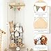 Stuffed Animal Storage Zoo with Decorative Muslin Garland - Cute Wooden Toy Storage Organizer for Kids Playroom or Nursery - Clever and Easy to Assemble Corner Wall Holder Maximizes Small Spaces