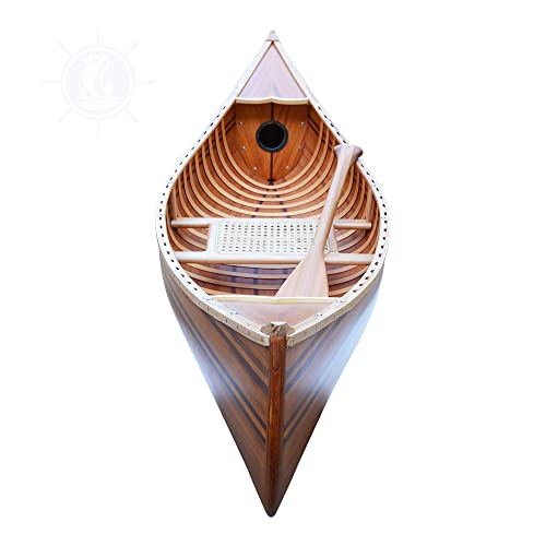 image for Old Modern Handicrafts 6 ft Wooden Canoe with Ribs with Matte Finish -