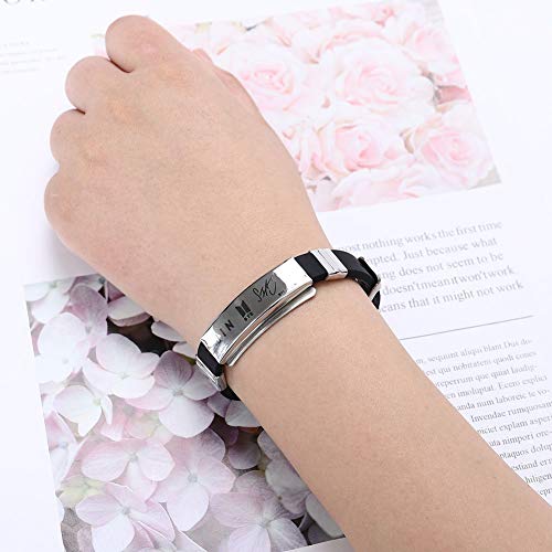 Yellow Chimes Bracelets for Girls and Boys BTS Bracelet for Girls & Boys Silver Toned BTS Band Signature Bracelets Stainless Steel Silicon Wristband Bracelet