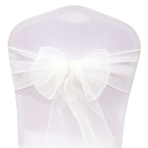 TINWARM 100PCS Rubans en Organza Housse de Chaise Nœuds Rubans Nœuds de Mariage Décoration de...