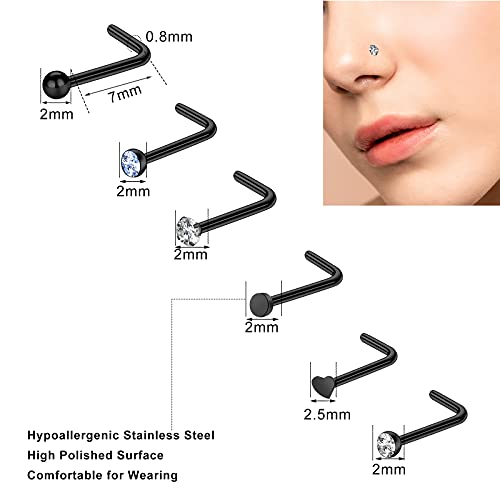 image for ONESING 36 Pcs Nose Rings - Hoops, L Shape, Studs, Hypoallergenic Stai