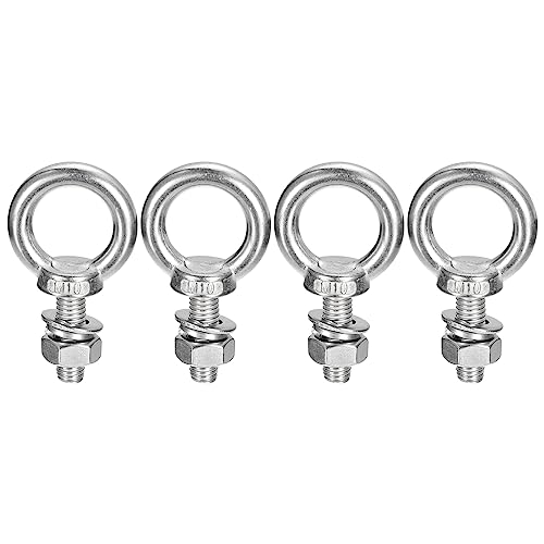 Image of uxcell Lifting Eye Bolt, 4 Sets M10x30mm Eye Bolt with Nut Washer 304 Stainless Steel Shoulder Lifting Ring Eye Bolt for Hanging Item