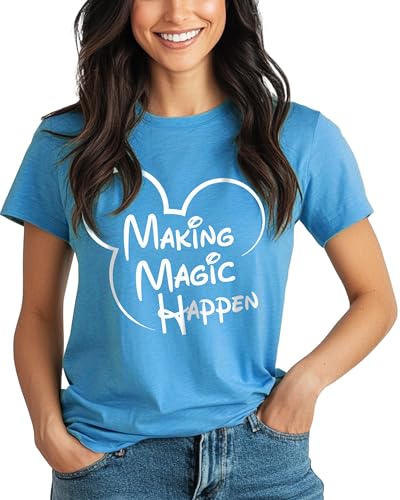 Image of Unisex Making Magic Happen T-Shirt | Graphic Vacation Tee | Perfect for Casual Everyday Printed Wear Tshirt (3XL, Heather Aqua)