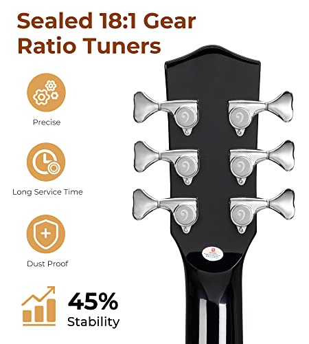 Acoustic Guitar, Cutaway Acoustic Guitar Full Size Dreadnought Acustica Guitarra Bundle With Gig Bag For Adults Teens Beginners Professionals, Black By Vangoa #TOP7