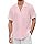 Enlision Camisas de Lino Hombre Manga Corta Verano Casual Camisa Rosa Hombre Regular Elegante de Algodón Lino para Las Vacaciones XL