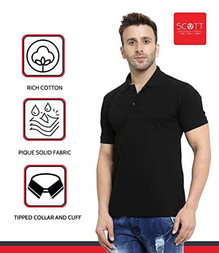 Image of Scott International Men's Cotton Regular Fit Polo T-Shirt