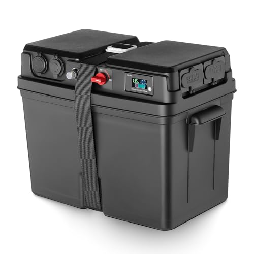 Trolling Motor Power Center Station Battery Box Fits Group 24/27/31 Size Batteries for Boats Marine RV Outdoor Multi-Function 12V/24V Marine Case w/ 50 AMP Connectors(Battery not Include)
