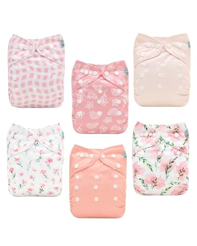 Image of ALVABABY Baby Cloth Diapers 6 Pack with 12 Inserts Cloth Diaper Covers Adjustable Washable Reusable for Baby Girls and Boys 6DM138A