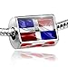NEONBLOND Bead with Hearts Dominican Republic 3D Flag - Charm Fit All European Bracelets,