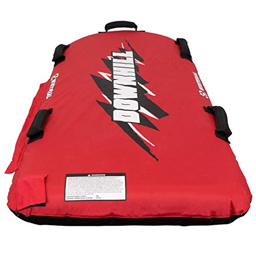 Winterial Downhill Inflatable Snow Sled - 1-2 Person Double Snow Sled with Durable Puncture Resistant Cover for Kids & Adults Sledding (Red)