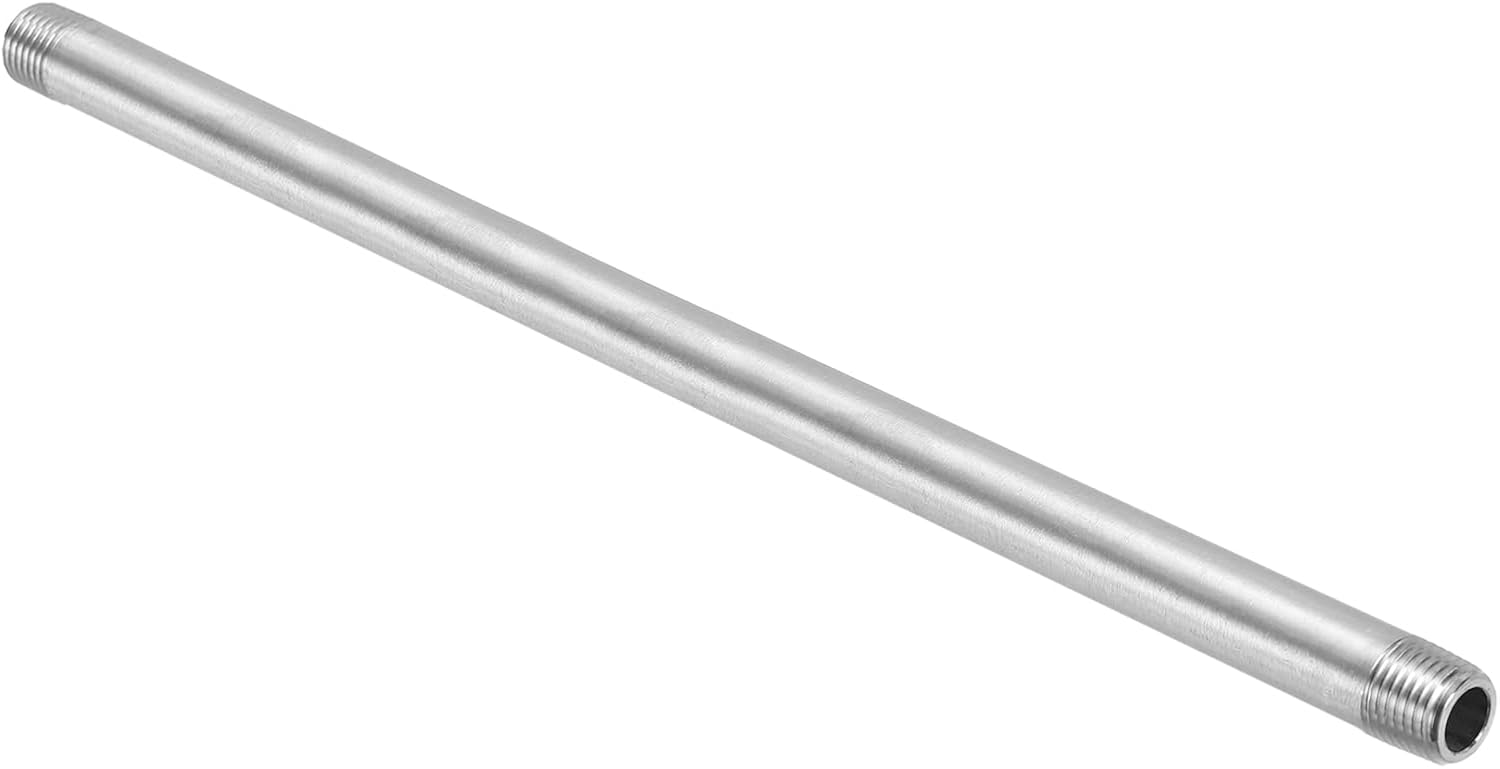 PATIKIL 304 Stainless Steel Pipe Fitting 1/4" NPT x 1/4" NPT Male Thread, 4inch/100mm Length Nipple Cast Pipe Coupling Fitting Connector