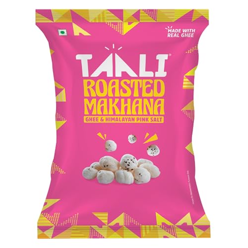 Image of Taali Roasted Makhana | 58 gm (Pack of 9) | Ghee Himalayan Pink Salt | 100% Vegatarian | Gluten Free, No Cholesterol, No Trans-Fat