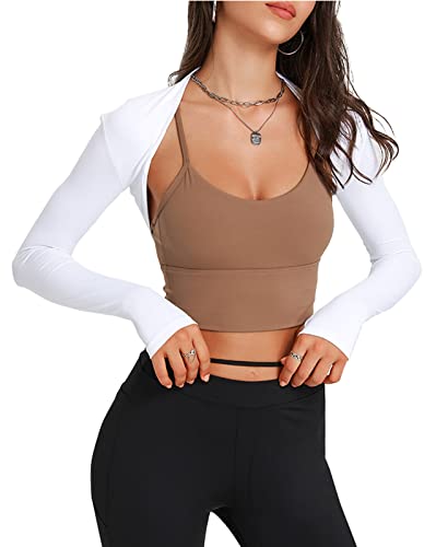Image of SEAUR Women Athletic Long Sleeve Shrugs Sun Protection Open Front Yoga Sports Workout Bolero Shrug Arm Sleeves Shawl Cardigan