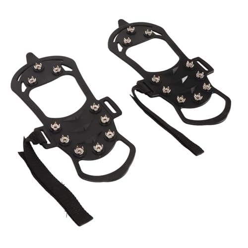 Yuecoom Crampons Spikes,1pair 10Teeth Rubber Foldable Ice Cleats Non Slip Stainless Steel Gripper Spikes for Rock Climbing(S)