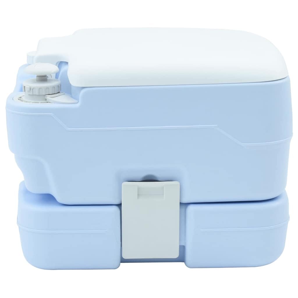 WC da campeggio grigio bianco in polietilene, 41,5 x 36,5 x 37 cm, portatile e compatto, con ugello di risciacquo tipo T, per campeggio, escursionismo, viaggi, mobile e inodore