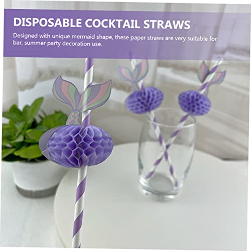 Pitillos de papel diseño sirena violeta 50 unidades miniatura 7
