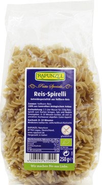 Rapunzel Reis Spirelli (Nudeln aus Vollkorn-Reis) - 12er Pack (12 x 250g) - BIO