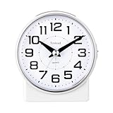 Tinload 4.3' No Ticking Analog Alarm Clock,Silent Readable for Seniors,Easy to Set,Gradual Rise Alarm,Big Numbers,On/Off Switch on Side,Gentle Wake,Snooze,Lighted on Demand,Battery Operated,White