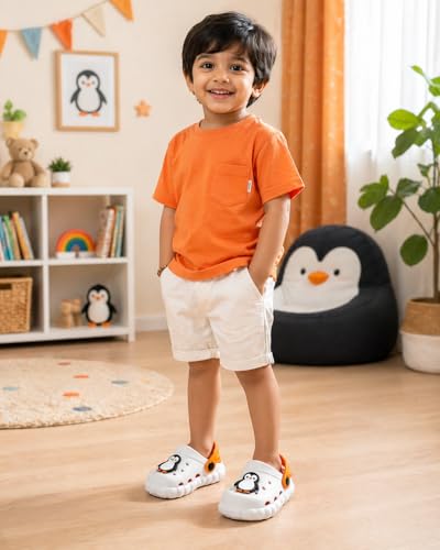 Image of GLJ Little AngelToddler Clogs Slippers, 12 Months to 3 Years, Baby Boy, Waterproof, Lightweight, Cute Cartoon Penguin Design