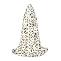 Mini Halloween Hooded Cape Poncho Cartoon Bee Pattern Print Cosplay Cloak Vibrant Patterns for Parties