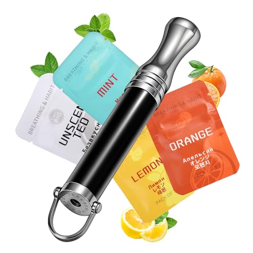 Rauchentwöhnung Hilfsmitte, Rauchentwöhnung Hilfsmittel mit 12 Gratis Filtern– Nikotinfreie Filter Stressabbau & Atemtraining – Schwarz Edelstahl