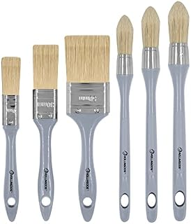 ROLLINGDOG 6PC Paint Brush Set - 3 Flat Paint Brushes and 3 Pointed Round Sash Brushes for Detail Painting Wood Work, Stain, Varnish