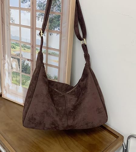Bolso hobo de ante estilo holgado para mujer, bolso cruzado, bolso de viaje, bolso tipo tote con asa superior, 2026 miniatura 4