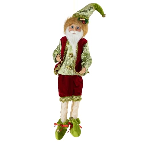 Northlight Enchanted Red and Green Poseable Whimsical Christmas Elf Figure, 18